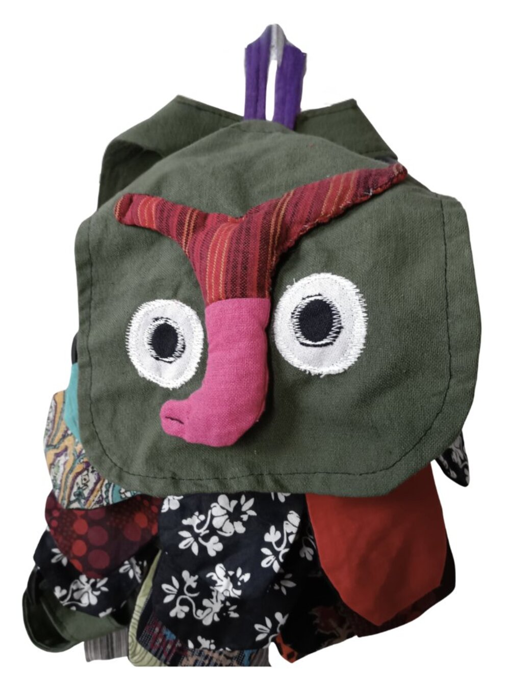 Karma Circle USA Artisan Owl Patchwork Cinch Backpack - Boho Chic Handcrafted